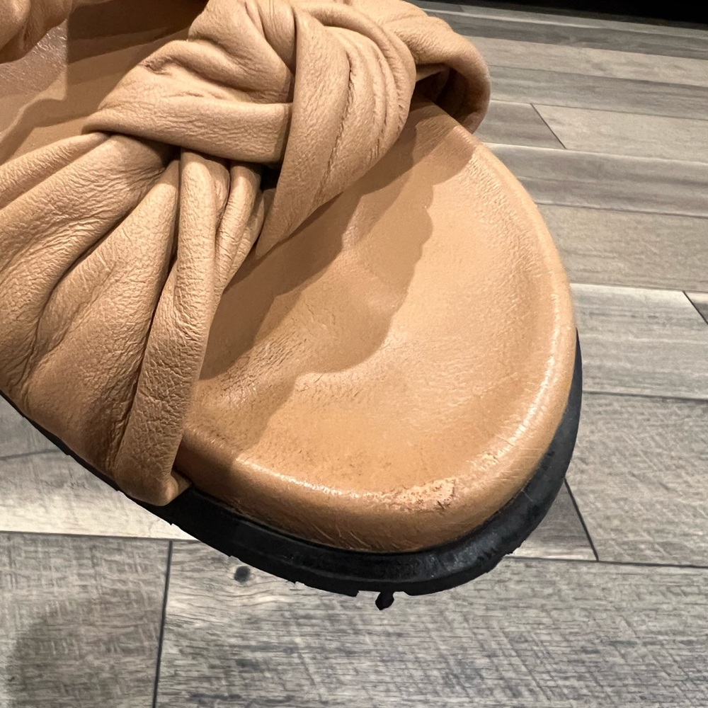 Dear Frances light tan leather tye slide sandals - Picture 3 of 10